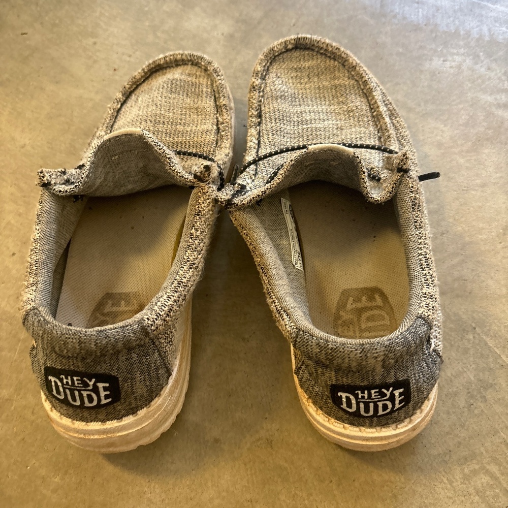 Grey white and black hey dudes size 4